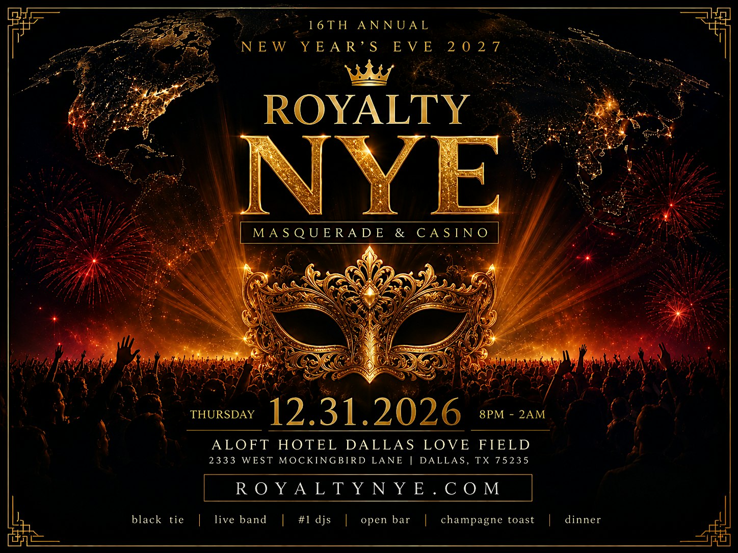 16th Annual New Year's Eve 2026 Champagne Life: ROYALTY MASQUERADE