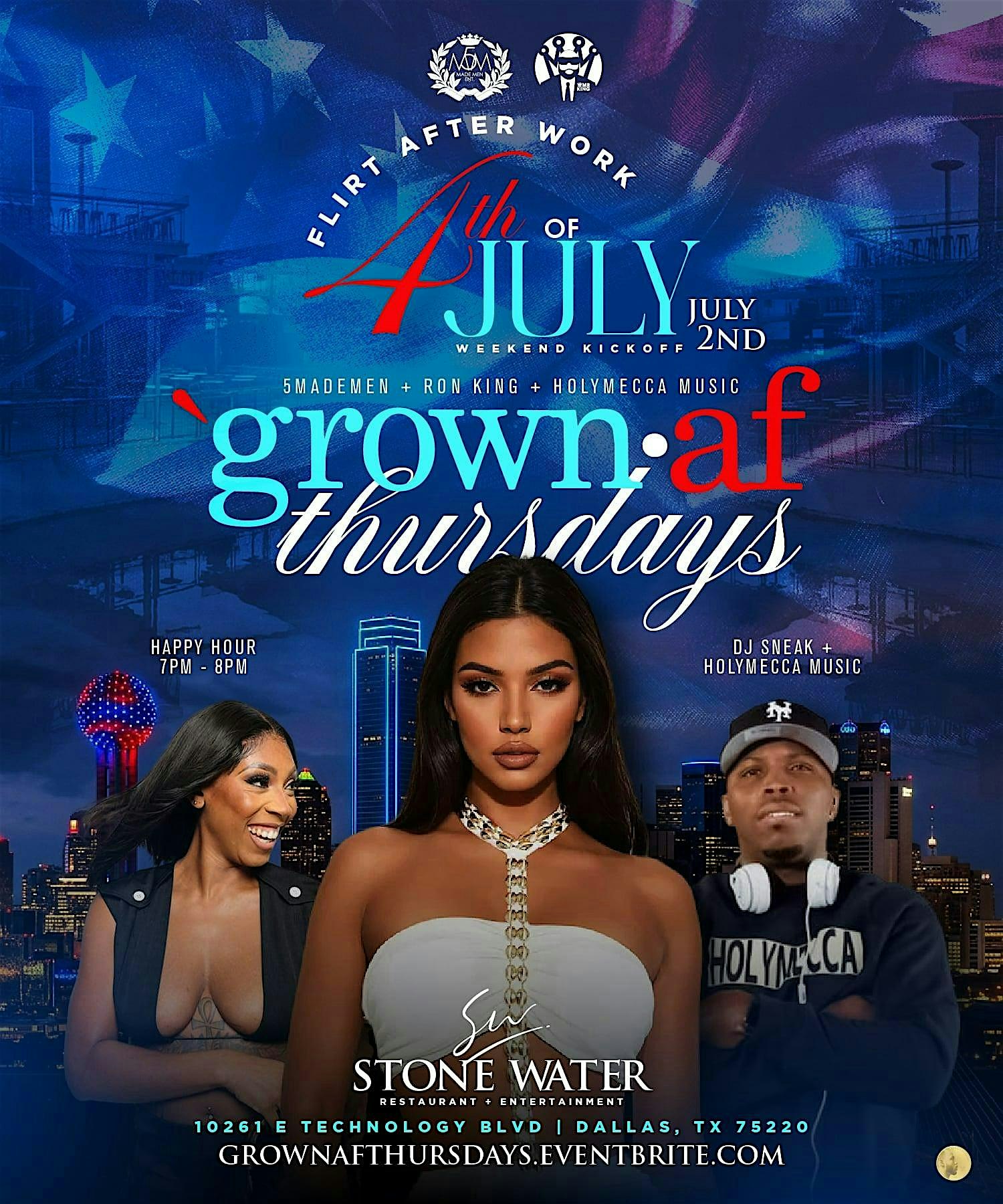 GROWN•AF• Vibe After Work Thursdays @ Stone Water – Every Week