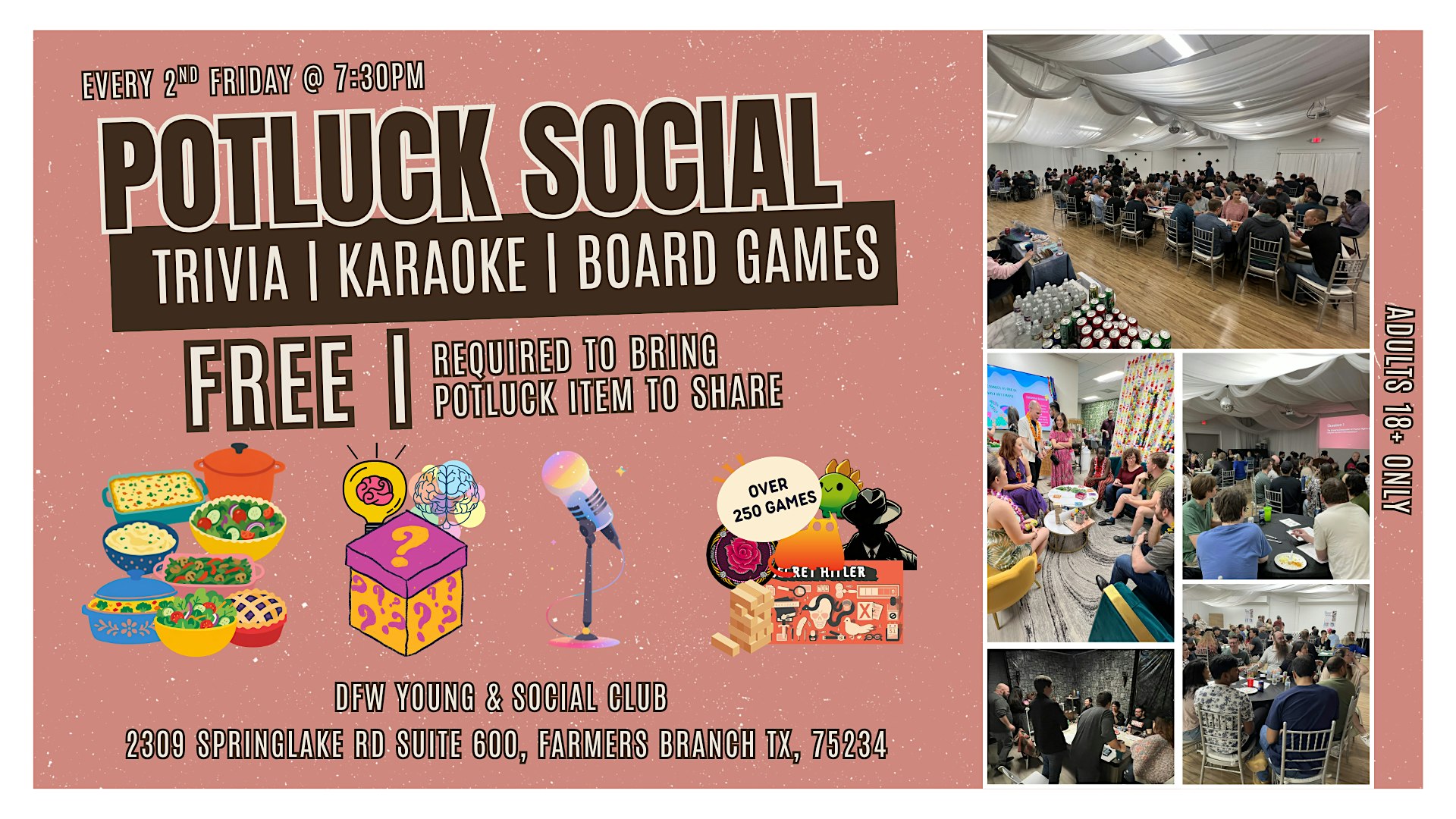 Potluck Social: Trivia, Karaoke, and Board Games